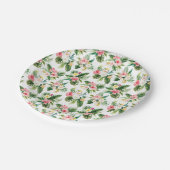 Tropische Blume und Vegetationsmuster Pappteller (Schrägansicht)