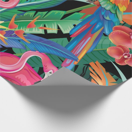 Tropische Blume und Vögel Geschenkpapier (Ecke)