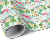 Tropische Blume und Vögel Geschenkpapier (Rolleneckpunkt)