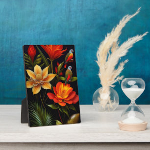 Tropische Blume und Vögel   Modernes Haeckel Fotoplatte