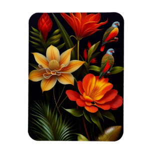 Tropische Blume und Vögel Modernes Haeckel Magnet