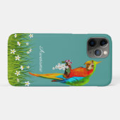 Tropische Blume und Weiß auf Aquamarinen Case-Mate iPhone Hülle (Rückseite (Horizontal))
