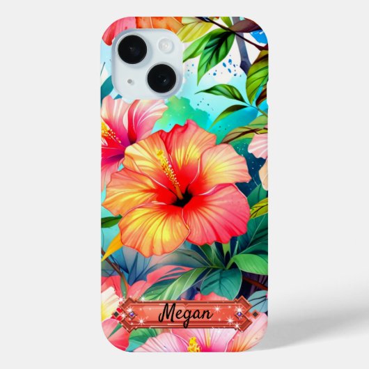 Tropische Blume Vibrant Grüntöne iPhone / iPad Geh Case-Mate iPhone Hülle (Rückseite)