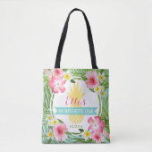 Tropische Blume von Bachelorette Luau Ananas Tasche (Vorderseite)