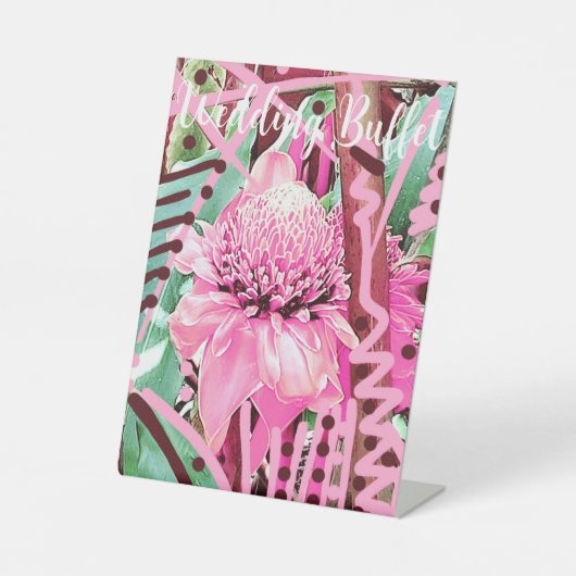 Tropische Blume von Hochzeitsbuffet Sockelschild (Vorderseite)