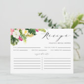 Tropische Blume Wasserfarbe Rezeptkarte (Stehend Vorderseite)
