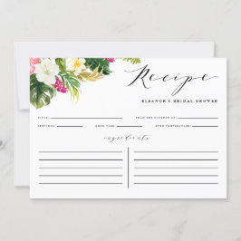 Tropische Blume Wasserfarbe Rezeptkarte