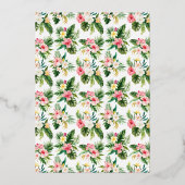 Tropische Blume Wasserfarbe Sommerliches Brautpart Folieneinladung (Rückseite)