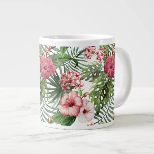Tropische Blume Wasserfarben Moderne schöne Blumen Jumbo-Tasse (Vorderseite Rechts)