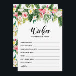 Tropische Blume wollen Braut und Bräutigam Hinweiskarte<br><div class="desc">Tropische Blume wünschen sich die Bride and Groom Flat Card. Tropisch inspiriert Wellenkarte mit Aquarellbildern aus Hibiskus,  Plumeria,  Paradies,  Orchideen,  Palmen-Blätter,  Bananenpflaster und Splitsblattphilodendron. Diese Blumenkarte ist ideal für Hochzeitsfeiern und Hochzeiten am Strand.</div>