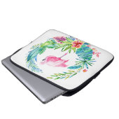 Tropische Blume Wreath & Pink Flamingo Laptopschutzhülle (Vorne Knopf)