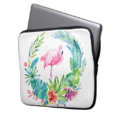 Tropische Blume Wreath & Pink Flamingo Laptopschutzhülle (Vorderseite Links)