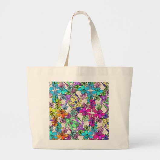 Tropische Blume Zickzack natürliche Tasche (Vorne)