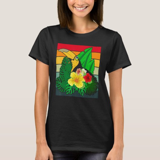 Tropische Blume Zoo Bird Exotic Animal Retro Tou T-Shirt (Vorderseite)