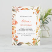 Tropische Blume zum ersten Geburtstag Einladung (Stehend Vorderseite)