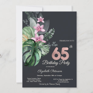 Tropische Blumen 65. Geburtstag Einladung