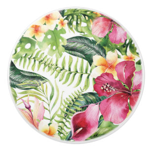 Tropische Blumen Blätter Floral Chic Insel Tropen Keramikknauf