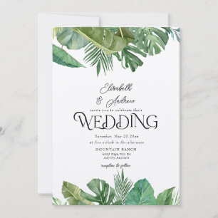 Tropische Blumen & Blätter Sommerblumen-Hochzeit Einladung