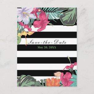 Tropische Blumen Blumen Blätter Chic Save the Date Ankündigungspostkarte