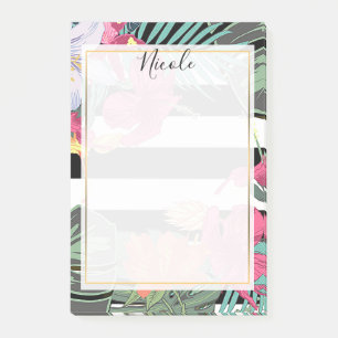 Tropische Blumen Blüten Blätter Schick Botanisch G Post-it Klebezettel