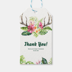 Tropische Blumen Boho Rustikal Geweihe Brautdusche Geschenkanhänger