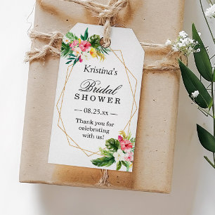 Tropische Blumen-Flamingo-Brautparty-Dankeschön Geschenkanhänger