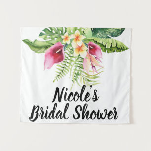 Tropische Blumen Floraler Brautstrauß Brausebad Wandteppich