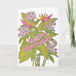 Tropische Blumen Geburtstags-Letterpress-Karte Karte