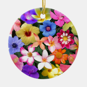 Tropische Blumen Keramik Ornament