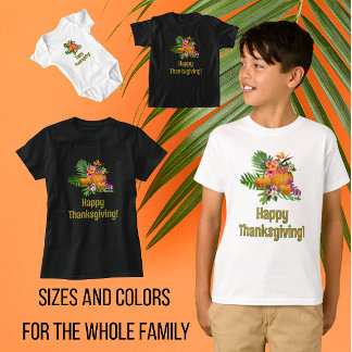 Tropische Blumen Kürbisse Thanksgiving T-Shirt