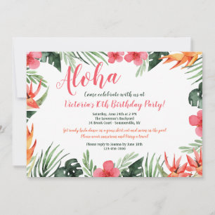 Tropische Blumen Luau-Einladung Einladung