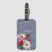 Tropische Blumen Monogramm Name Gepäckanhänger (Vorderseite Vertikal)