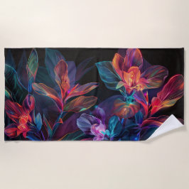 Tropische Blumen. Neon. Strandtuch