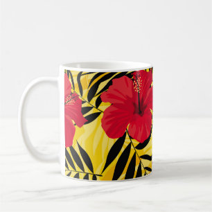 Tropische Blumen Palmwedel, vintage Muster. Kaffeetasse