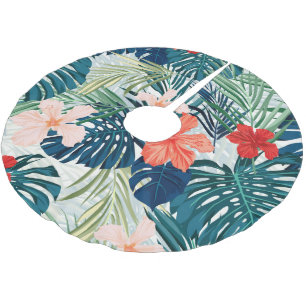 Tropische Blumen Polyester Weihnachtsbaumdecke
