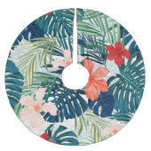 Tropische Blumen Polyester Weihnachtsbaumdecke (Vorderseite)