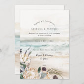 Tropische Blumen Protea Hochzeit am Strand Einladung (Vorne/Hinten)