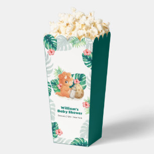 Tropische Blumen schlüpfende Dino Popcorn Baby Sho Geschenkschachtel