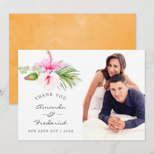 Tropische Blumen-Strand-Hochzeit Danke Einladung