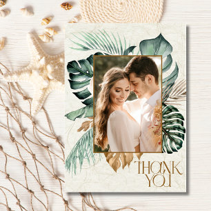 Tropische Blumen Strandhochzeit Foto Dankeskarte