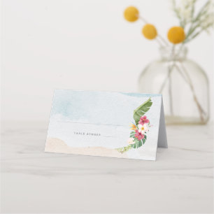 Tropische Blumen-Strandhochzeitstisch Platzkarte