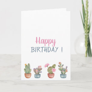 Tropische Blumen Sukkulenten Geburtstag Karte