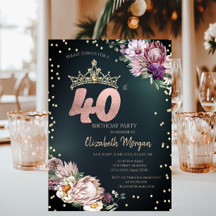 Tropische Blumen Tiara Diamanten Grün 40. Einladung
