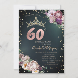 Tropische Blumen Tiara Diamanten Grün 60. Einladung