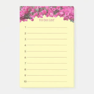 Tropische Blumen To-Do-Liste auf Gelb Post-it Klebezettel