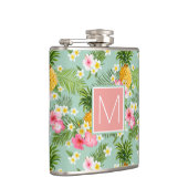 Tropische Blumen u. Ananas | addieren Ihre Flachmann (Rechts)