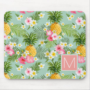 Tropische Blumen u. Ananas   addieren Ihre Mousepad