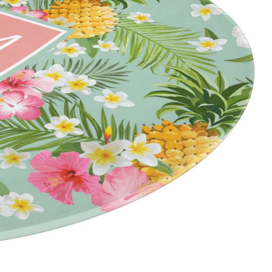 Tropische Blumen u. Ananas | addieren Ihre Schneidebrett (Ecke)