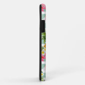 Tropische Blumen u. Ananas auf aquamarinen Case-Mate iPhone Hülle (Hinten/Rechts)