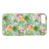 Tropische Blumen u. Ananas Case-Mate iPhone Hülle (Rückseite (Horizontal))